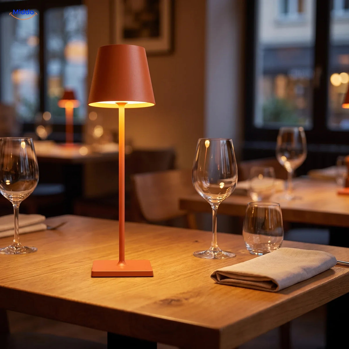 Rechargeable LED Table Lamp with Touch Dimmer, 24-Hour Runtime, USB-C Charging & IP54 Waterproof | Thomler
