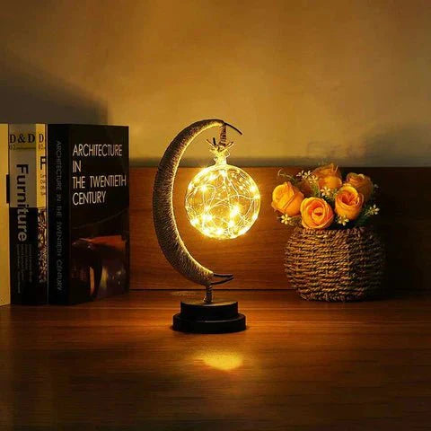 Table Lamp 11 in (28 cm) LED Celestial Moon Night Light Bedroom Living Room Decorative Lamp | Thomler