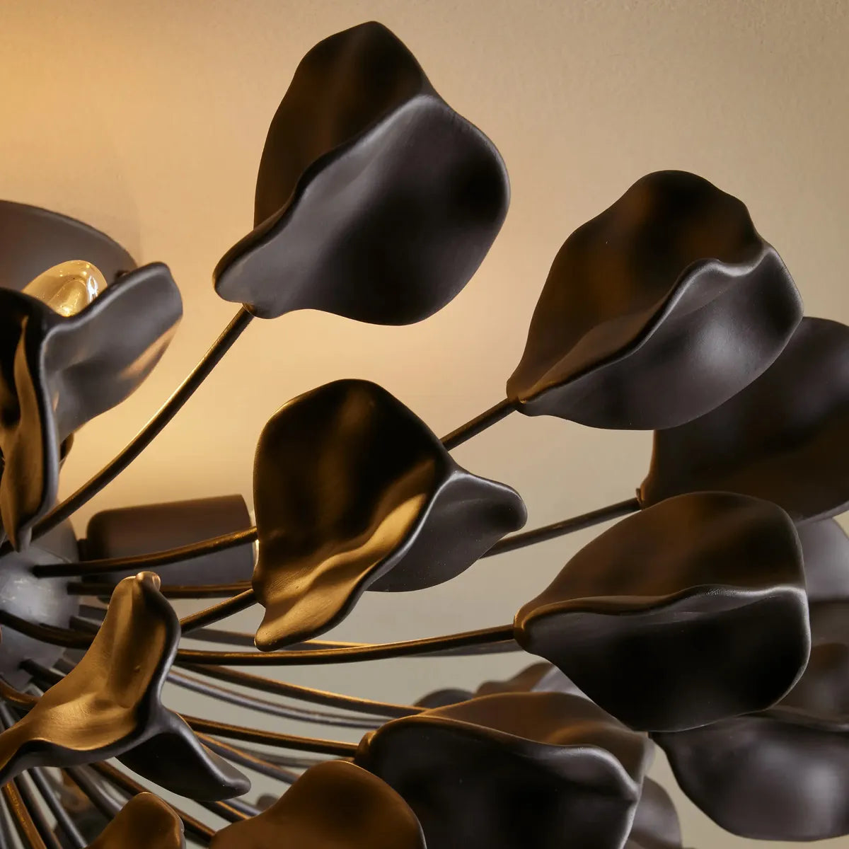 Ceramic Petal Flush Mount Ceiling Light with Handcrafted Leaves – 5-Light Fixture for Living Room, Dining Room & Bedroom – Dimmable E12 | Thomler
