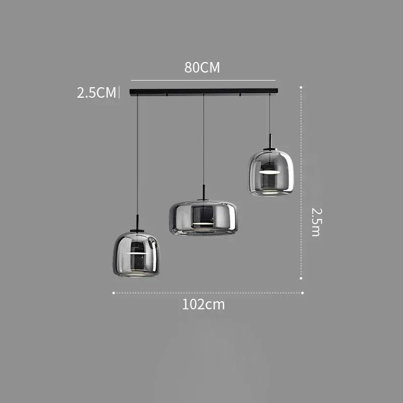 Pendant Light Glass 102.0 cm x 38.0 cm Cognac Or Smoke Grey Dining Room Kitchen Island Scandinavian Hanging Ceiling Lamp | Thomler