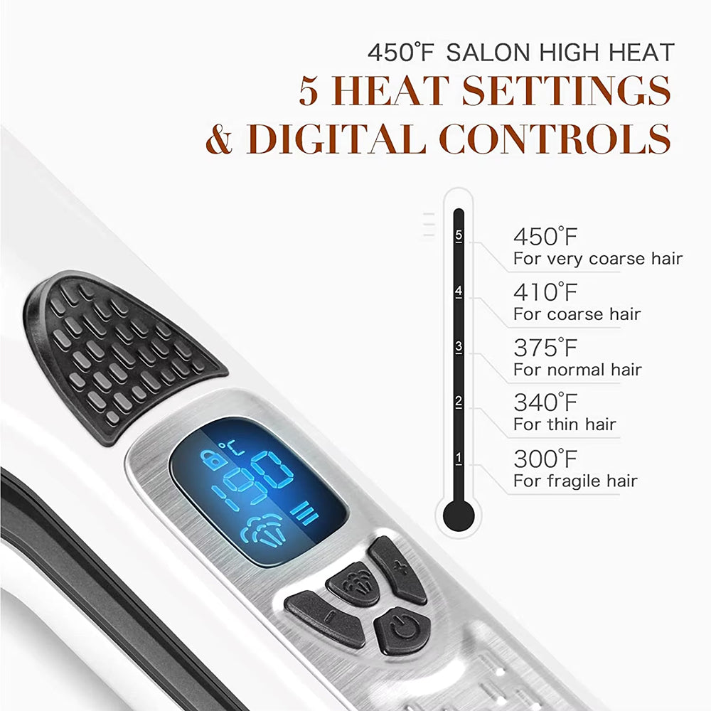 Ceramic Steam Hair Iron with Digital Display & Moisture Control for Silky Results | Thomler