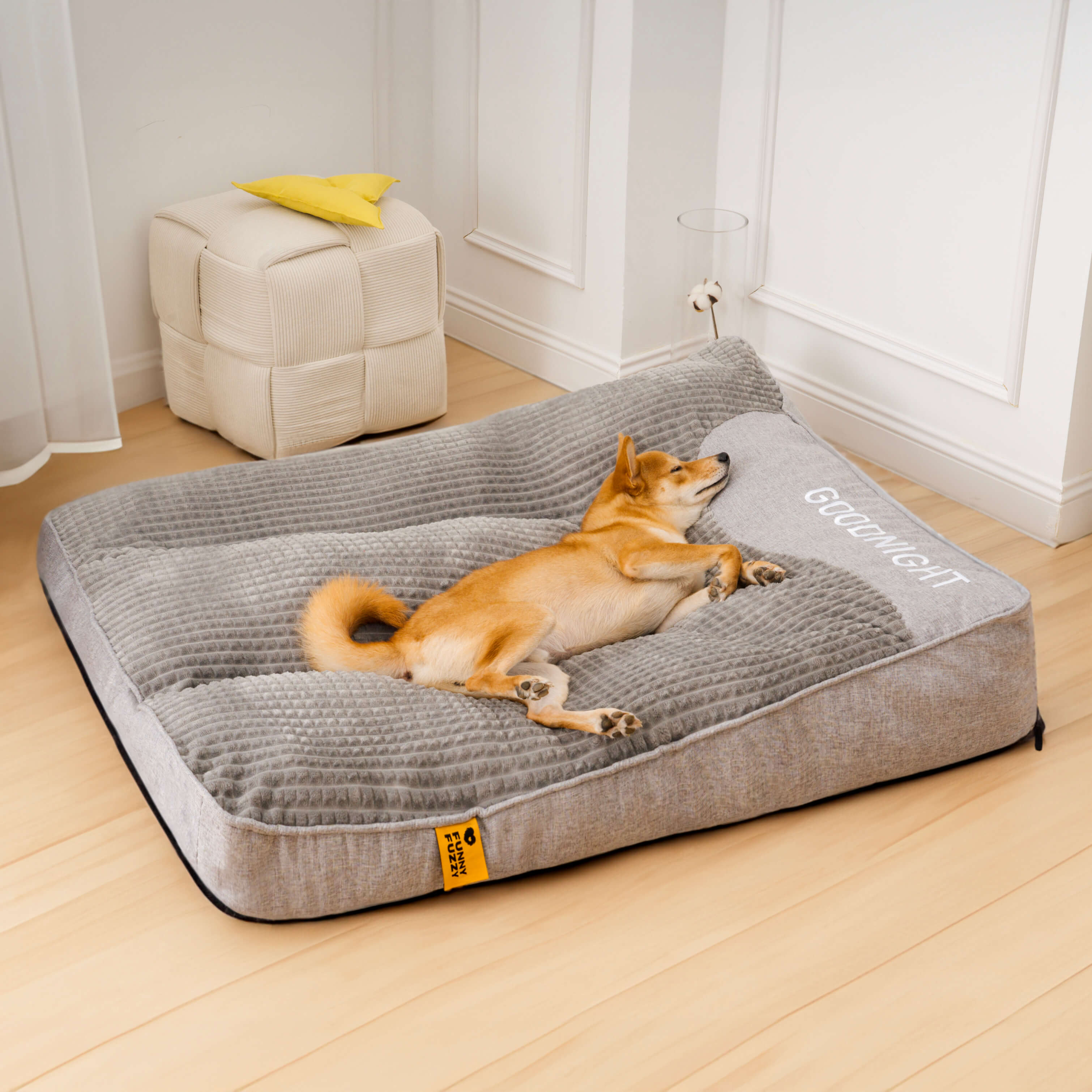 Elevated Edge Pet Bed with Raised Bolster – Plush Velour Orthopedic Dog Sleeping Mat for Joint Support, Removable Washable Cover, Medium | Thomler