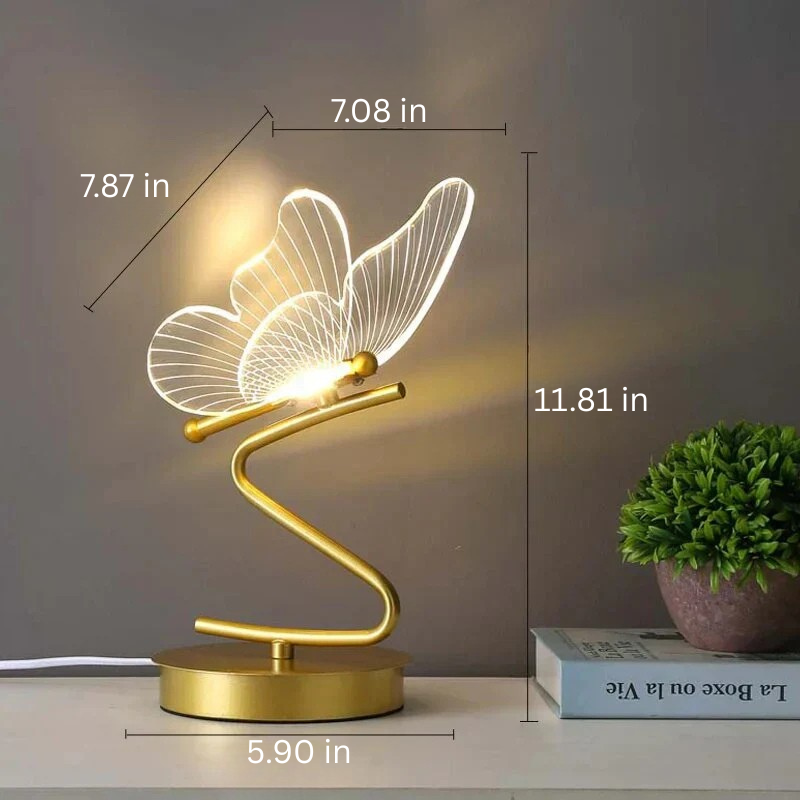 Decorative LED Desk Lamp with Butterfly Wing Design | Ambient Lighting for Home Office, Bedroom & Living Room | Modern Accent Lighting | Thomler