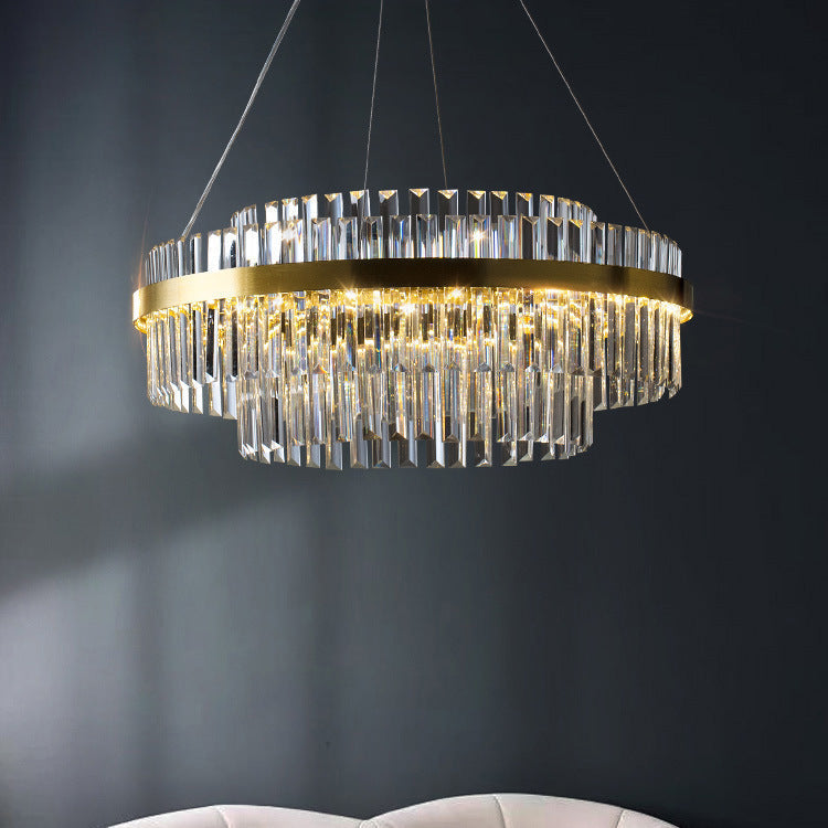 Cascading K9 Crystal Chandelier with Warm LED Light – Multi-Tiered Statement Fixture for Dining Room, Entryway & Living Space | Thomler