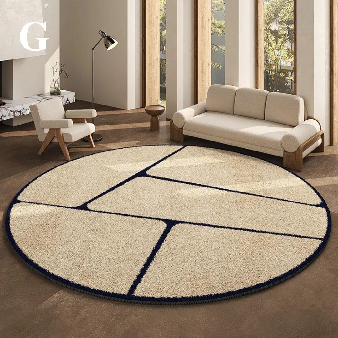 French-Inspired Round Area Rug – Plush Black Pattern Circle Carpet for Living Room, Bedroom & Entryway | Thomler