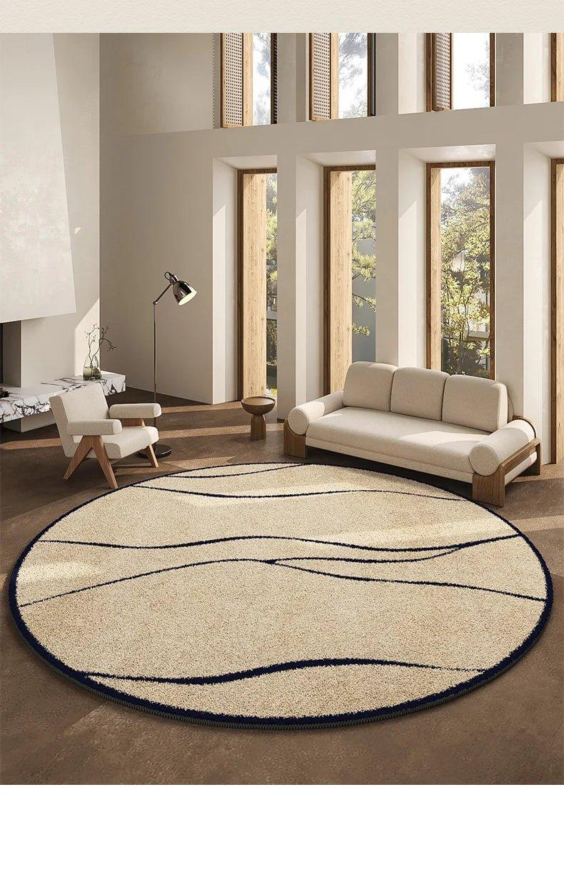 French-Inspired Round Area Rug – Plush Black Pattern Circle Carpet for Living Room, Bedroom & Entryway | Thomler