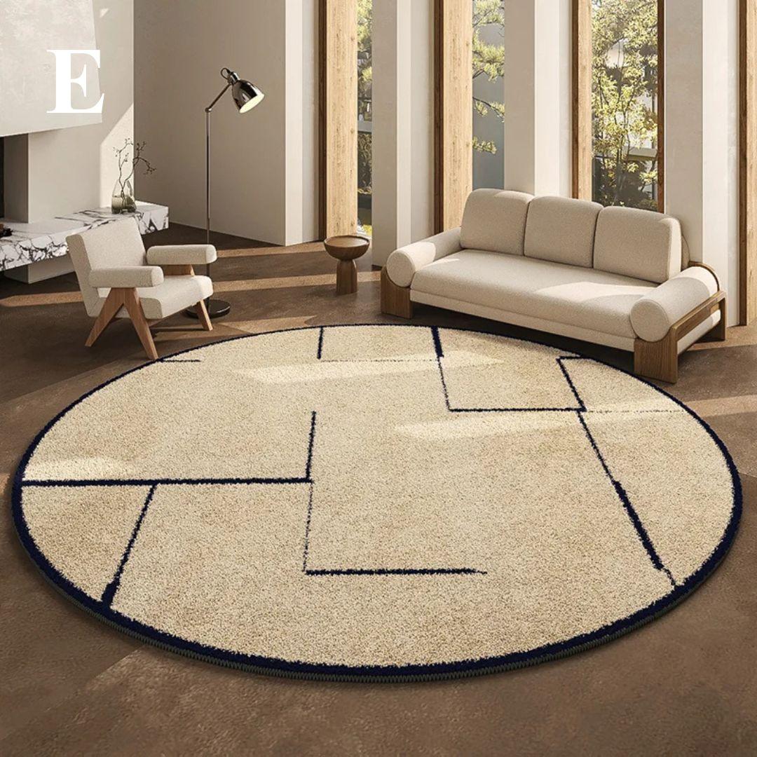 French-Inspired Round Area Rug – Plush Black Pattern Circle Carpet for Living Room, Bedroom & Entryway | Thomler