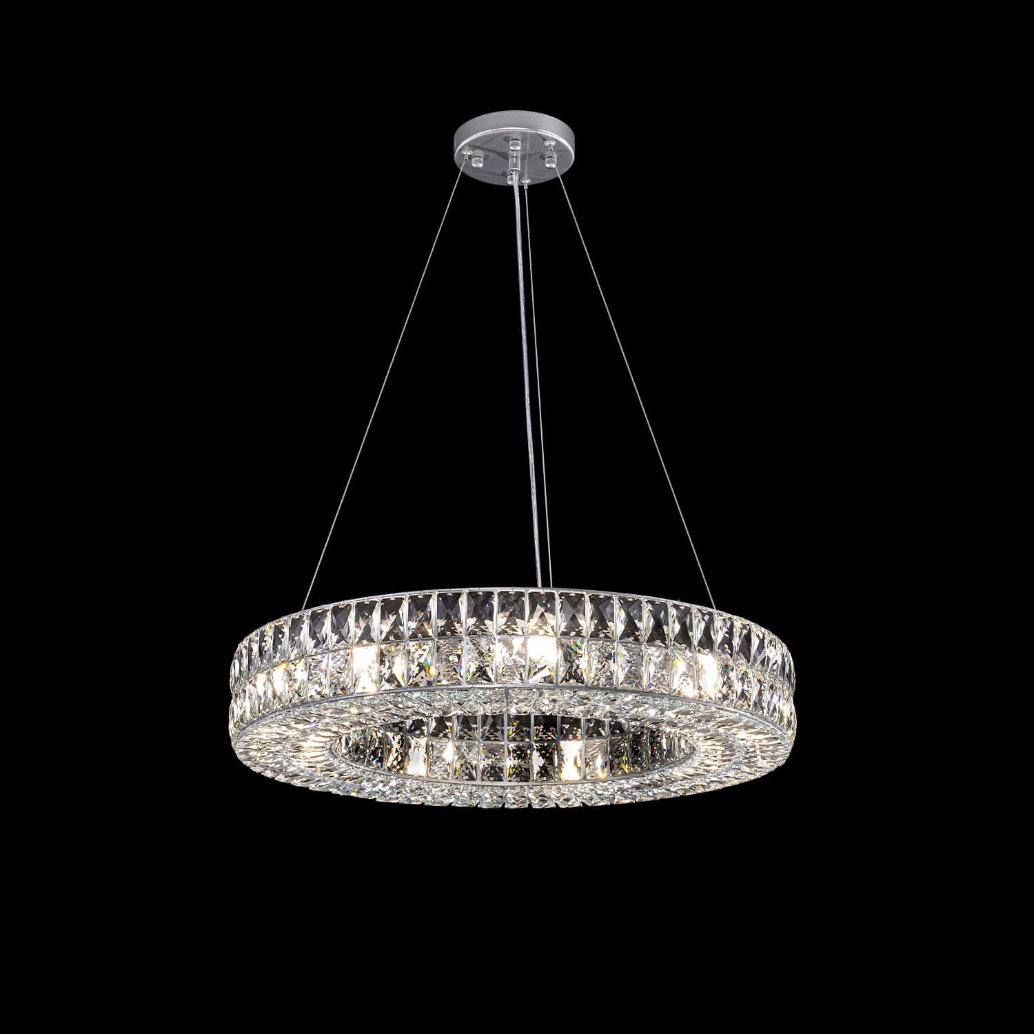 Double-Ring Crystal Chandelier in Gold or Silver Finish – Contemporary Candelabra-Style Hanging Light for Dining Room & Kitchen Island – 3 | Thomler