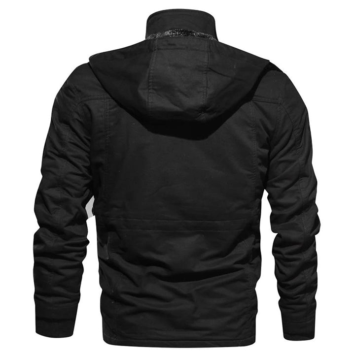 Insulated Cotton Utility Jacket with Detachable Hood for Men – Waterproof All-Weather Outdoor Coat for Hiking, Work & Everyday Wear | Thomler