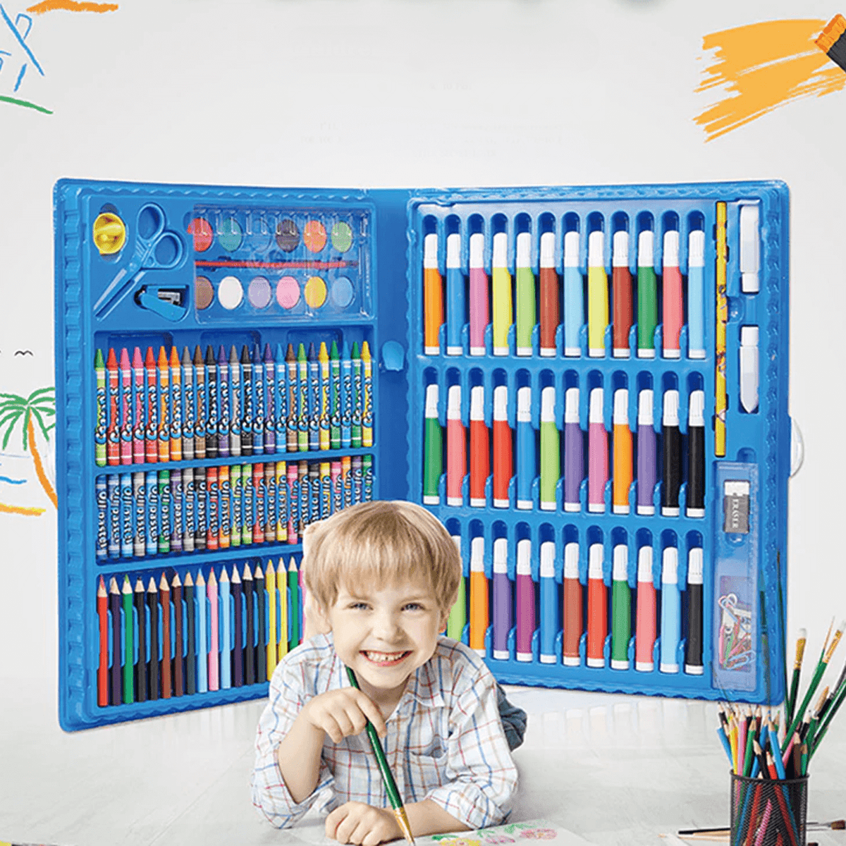 208-Piece Kids Art Supply Set with Crayons Markers Colored Pencils for Drawing Coloring Creative Play Boys Girls | Thomler