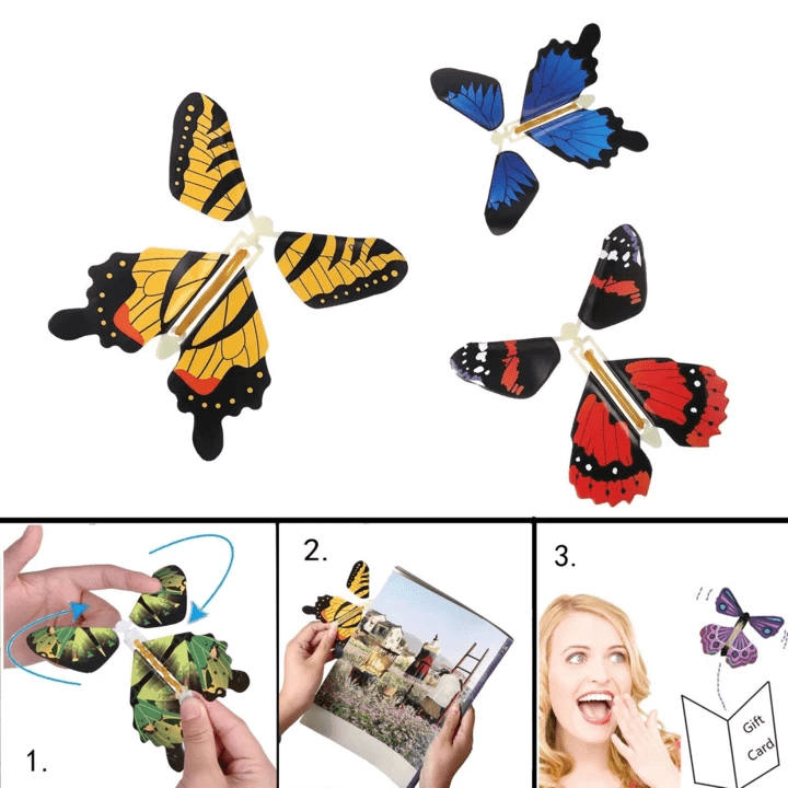 Wind-Up Flying Butterfly Surprise for Greeting Cards & Books | Novelty Gift Toy for Weddings Parties Birthdays | Thomler