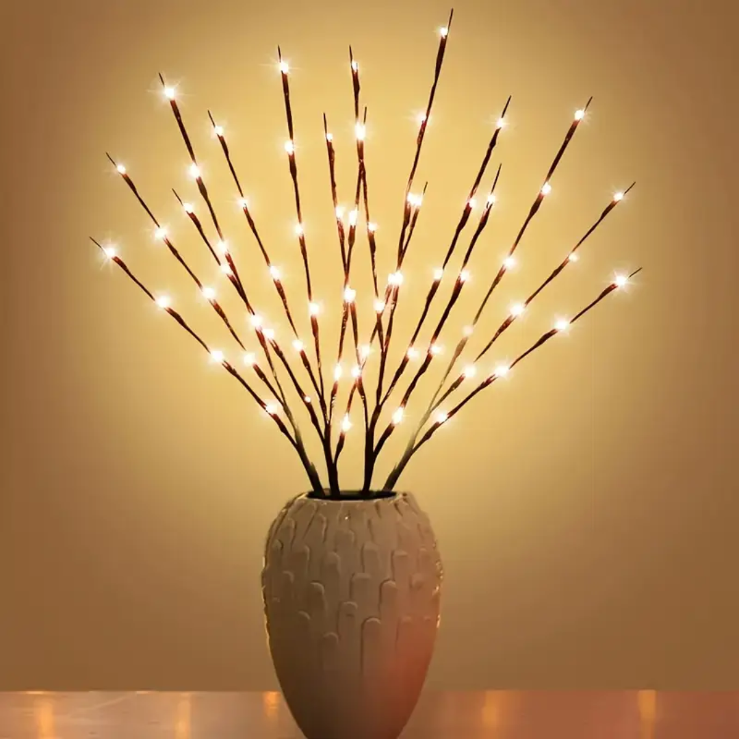 Illuminated Twig Branches with Flower Bulbs – Battery Operated Decorative Lights (Set of 2) | Thomler