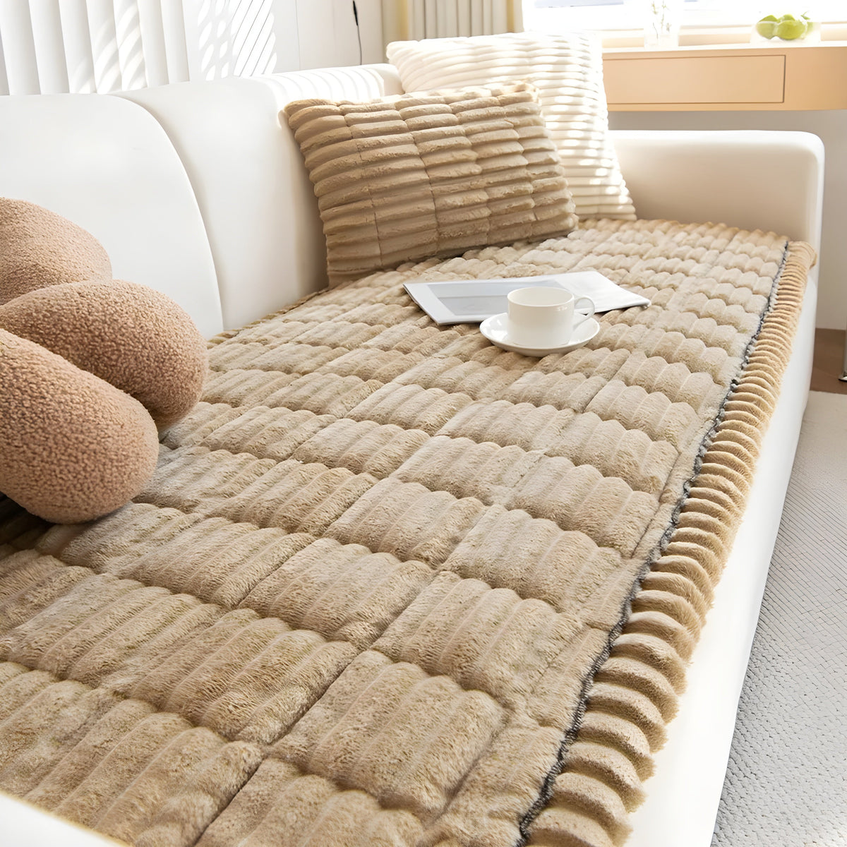 Textured Non-Slip Couch Cover with Ribbed Weave for Living Room Sofas | Thomler