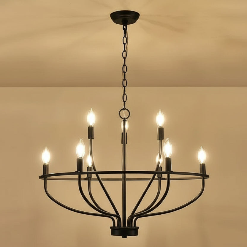 Circular Metal Candelabra Chandelier with LED Lights for Dining Room & Foyer | Thomler