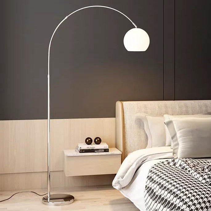 Upward Arc Standing Light with Glass Dome – Modern Tall Lamp for Living Rooms & Bedrooms | Thomler