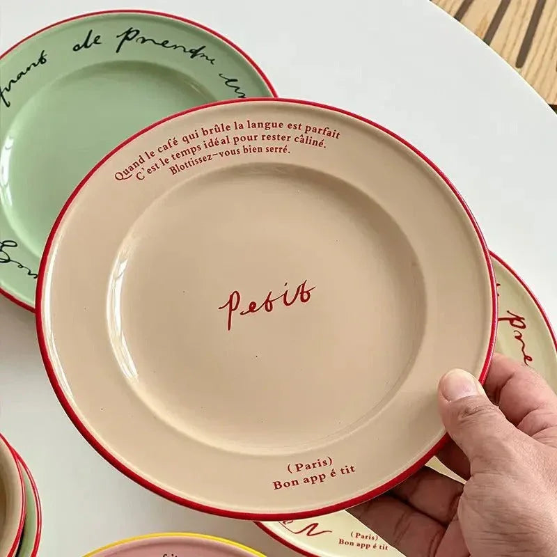 Decoratief Bord Pastel Frans Design Keramiek 20.5cm Ontbijt Tafelservies Cadeau | Sansoti