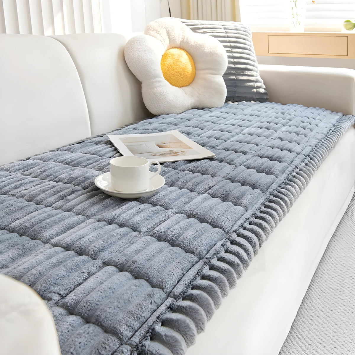 Textured Non-Slip Couch Cover with Ribbed Weave for Living Room Sofas | Thomler