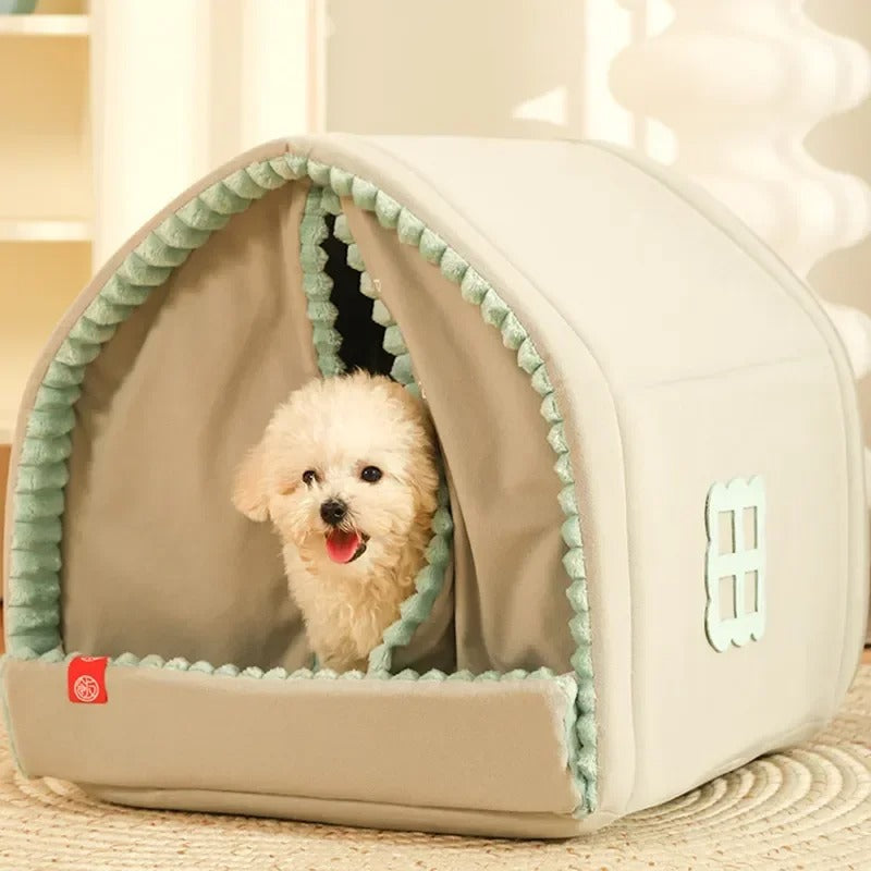Canopy Den for Dogs & Cats with Privacy Drapes – Cozy, Foldable Pet Hideaway Tent | Thomler