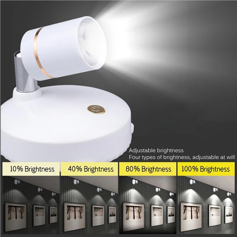 Wireless Battery LED Spotlight with Remote Control Dimmer for Wall Art Picture Accent Lighting Living Room Bedroom Indoor Cordless Puck | Thomler