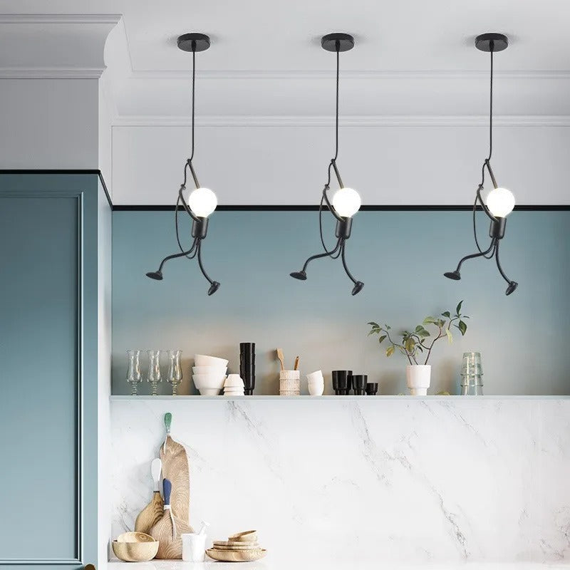 Abstract Figure Hanging Light – Metal Sculpture Ceiling Fixture for Modern Rooms & Kids Spaces | Thomler