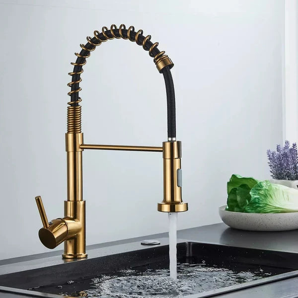 Pull-Down Kitchen Faucet with Dual-Spray Head & 360° Swivel Spout | Commercial-Style Single Handle | Brushed Nickel Stainless Steel | Thomler