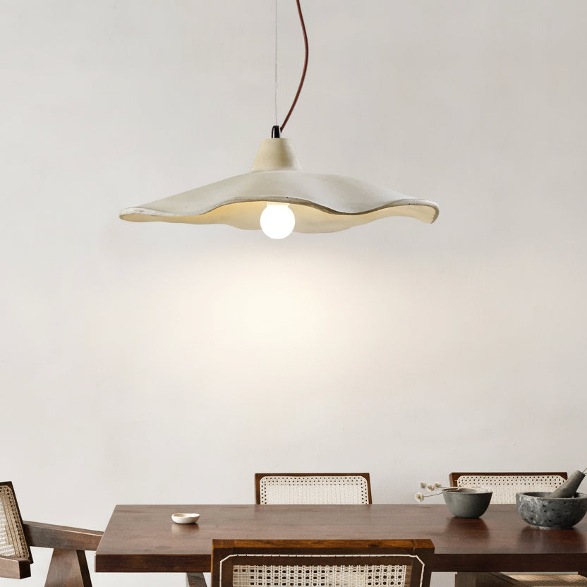 Concrete Drop Pendant with Fluted Bell Shade for Kitchen Island & Dining Room – LED Included | Thomler