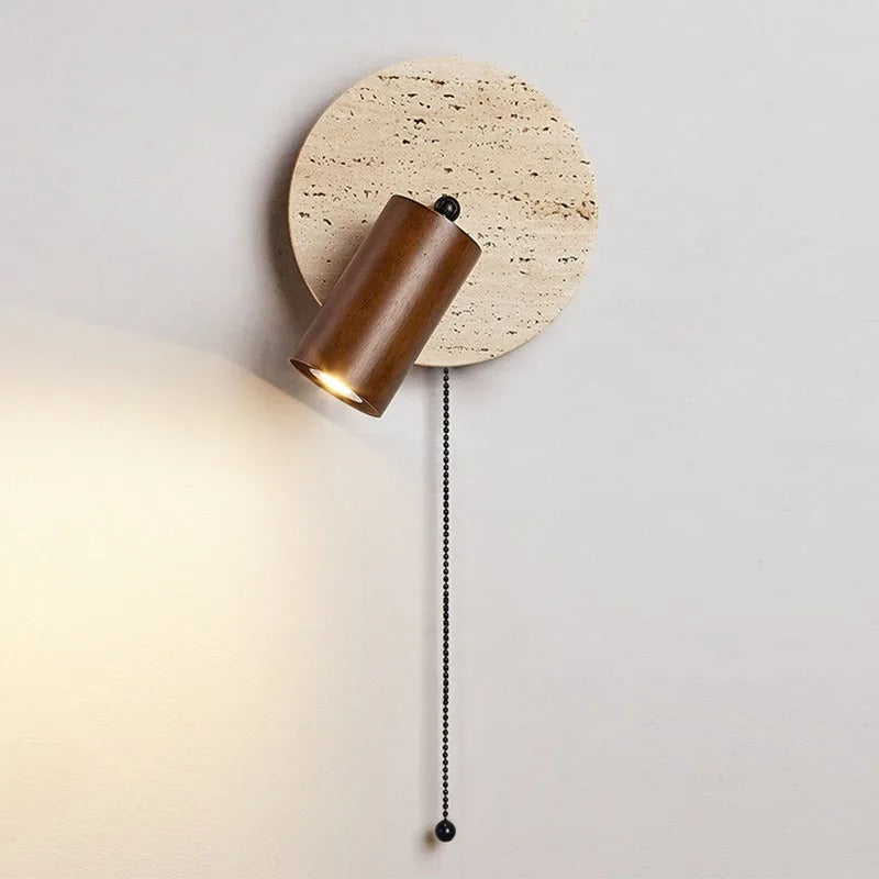 Wall Lamp Travertine Stone 7.1 in Rotatable Warm Light Bedroom Reading Accent Lighting Fixture | Thomler