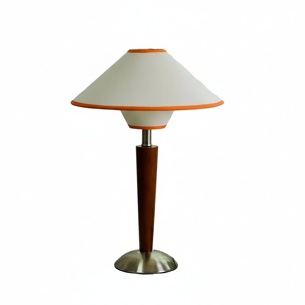 Retro Tapered Shade Desk Lamp with Wood Base & Fabric Cone | Thomler