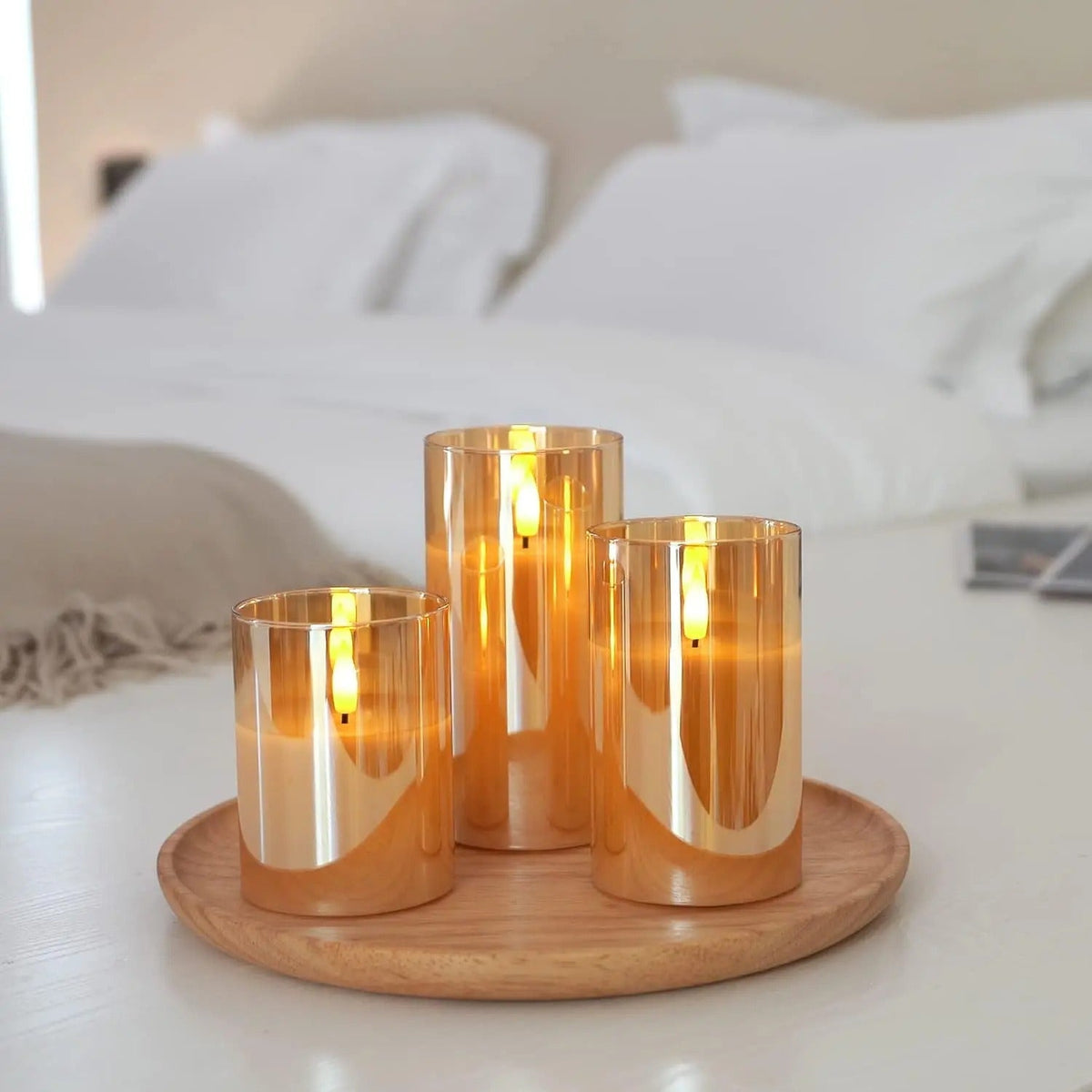 Flameless LED Pillar Candles with Remote Control & Timer – 3-Piece Set, Realistic Flickering Flame Effect for Living Room, Bedroom, Dining | Thomler