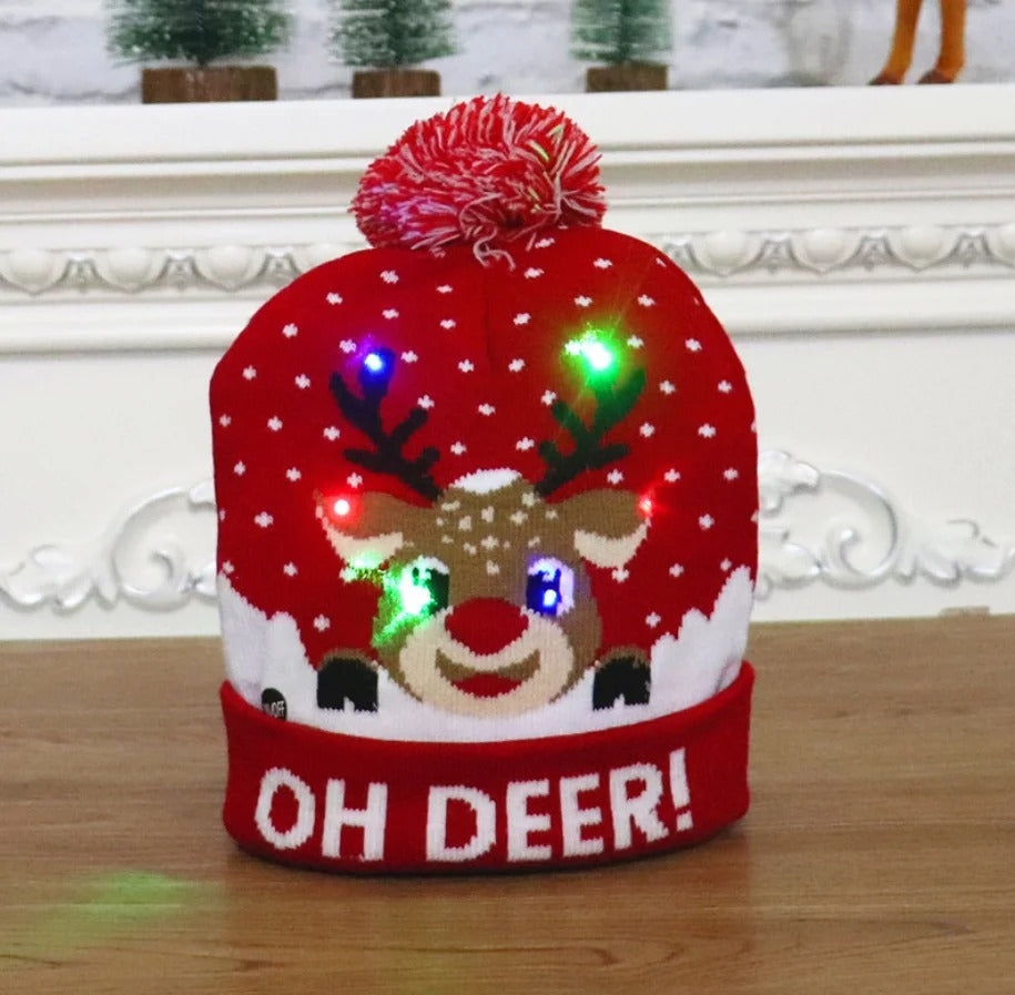 Illuminated Holiday Knit Cap with LED Lights – Festive Winter Beanie for Christmas Parties | Thomler
