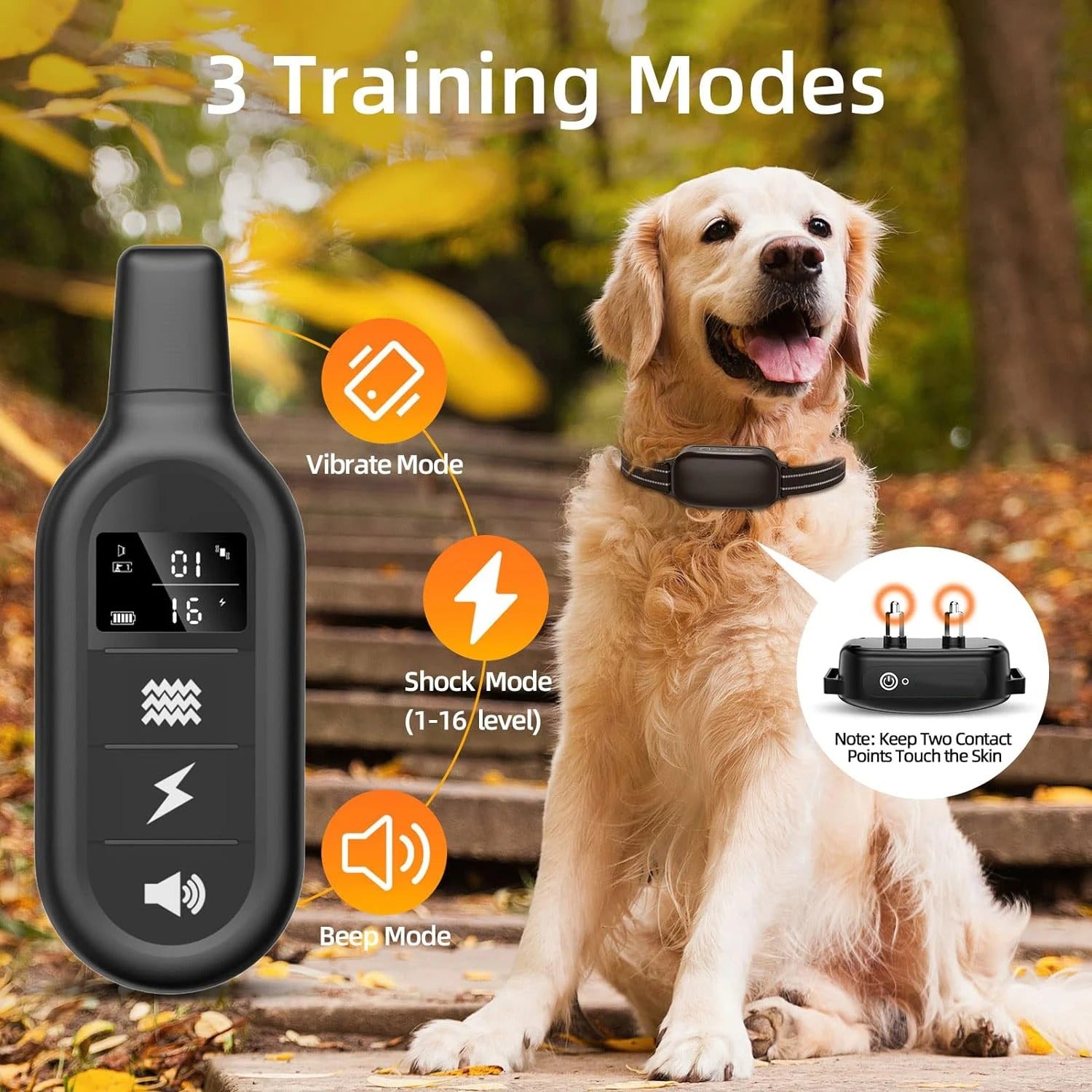 Remote Dog Training Collar with 3300 ft Range, Waterproof Rechargeable System, Vibration Sound & Static Modes for Obedience & Bark Control | Thomler
