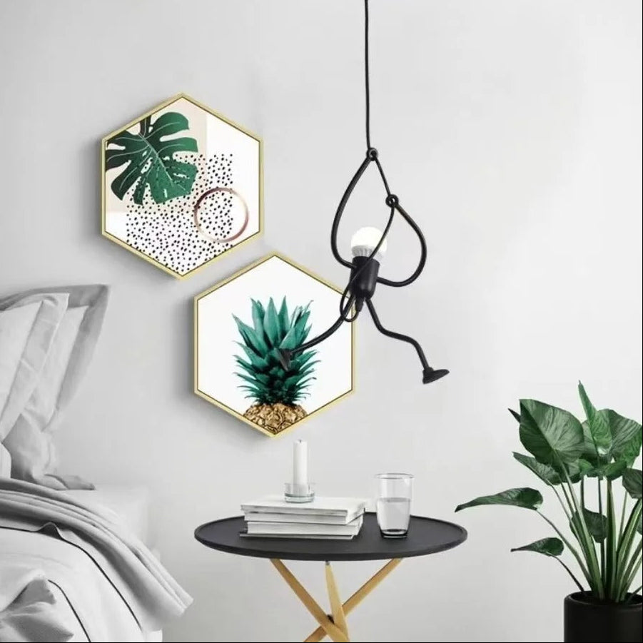 Abstract Figure Hanging Light – Metal Sculpture Ceiling Fixture for Modern Rooms & Kids Spaces | Thomler