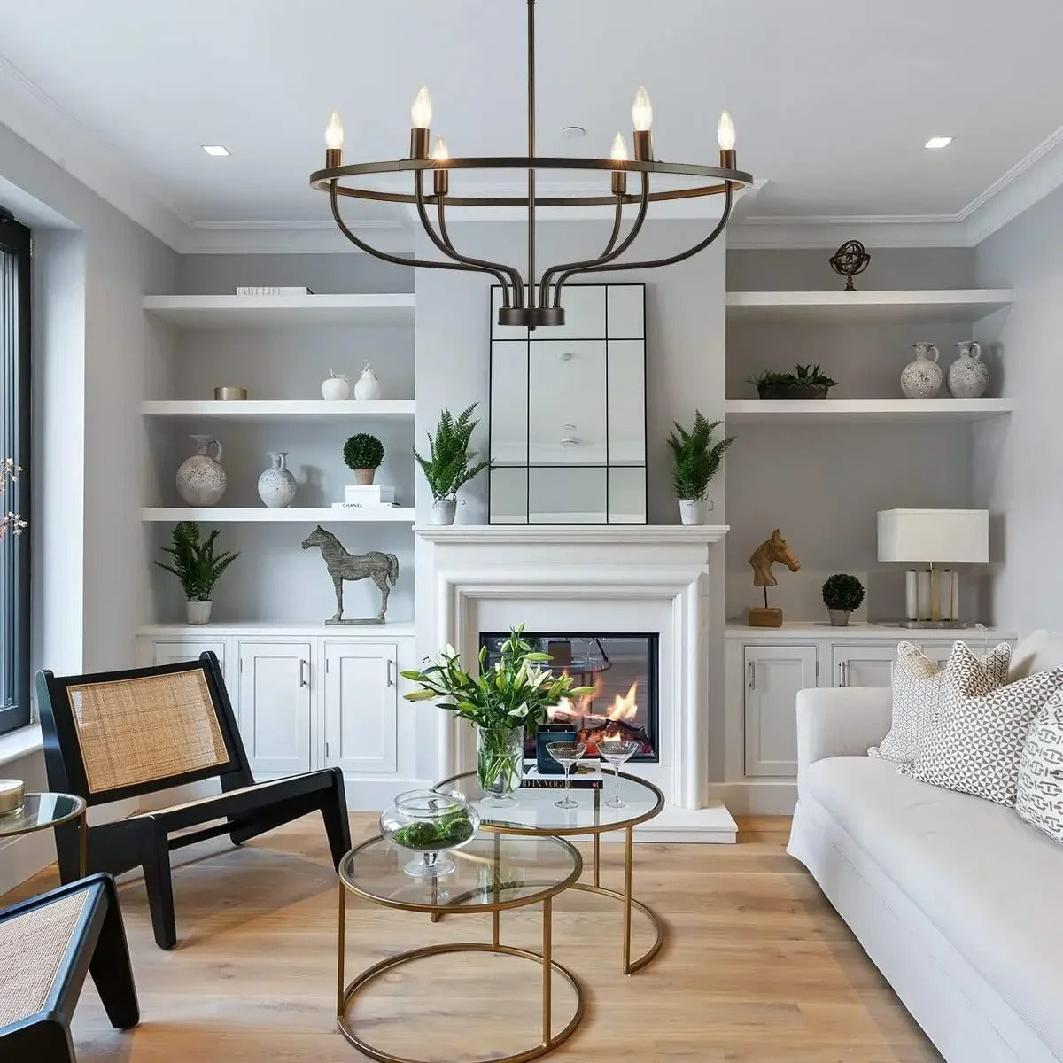 Circular Metal Candelabra Chandelier with LED Lights for Dining Room & Foyer | Thomler