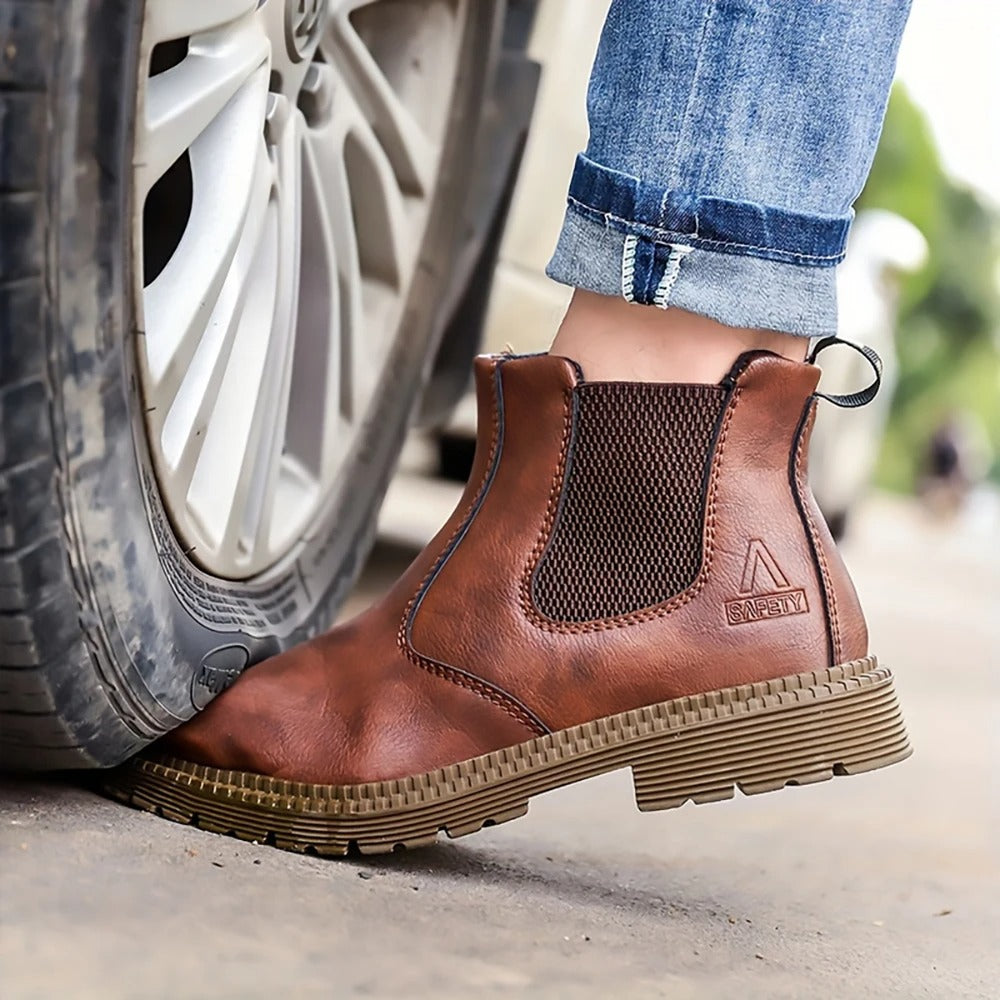 Steel Toe Work Boots for Men - Slip Resistant Industrial Safety Shoes with Waterproof Upper | Thomler