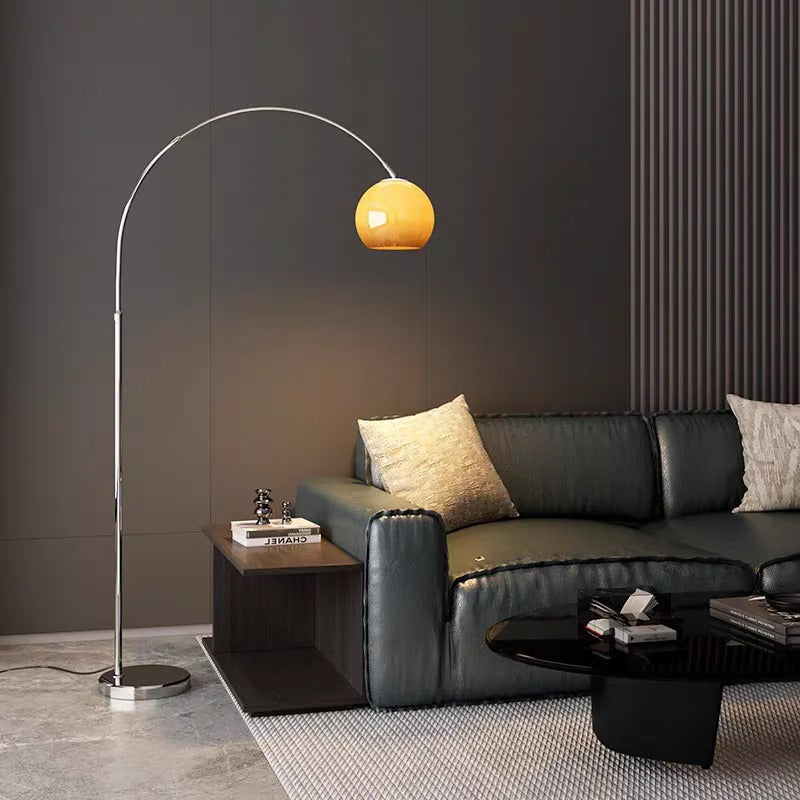 Upward Arc Standing Light with Glass Dome – Modern Tall Lamp for Living Rooms & Bedrooms | Thomler