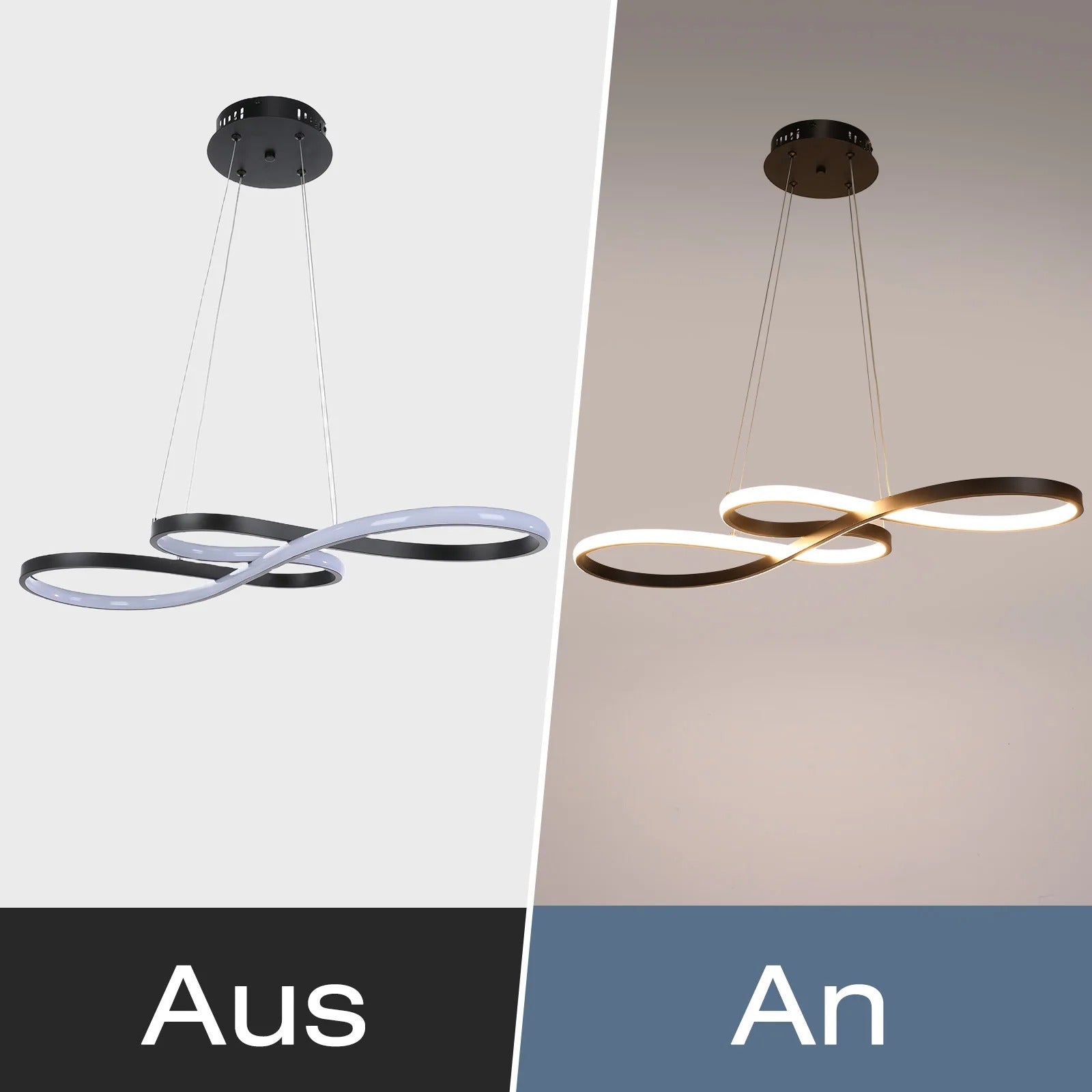 Pendant Light Aluminium LED Ring 95.0 cm (37.4") Black Dining Room Dimmable Remote Control Hanging Ceiling Light | Thomler