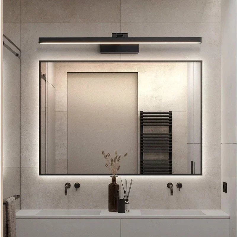 Mirror Light Aluminium 110.0 cm (43.3") Black Bathroom LED Vanity Wall Lamp Waterproof Makeup Lighting | Thomler