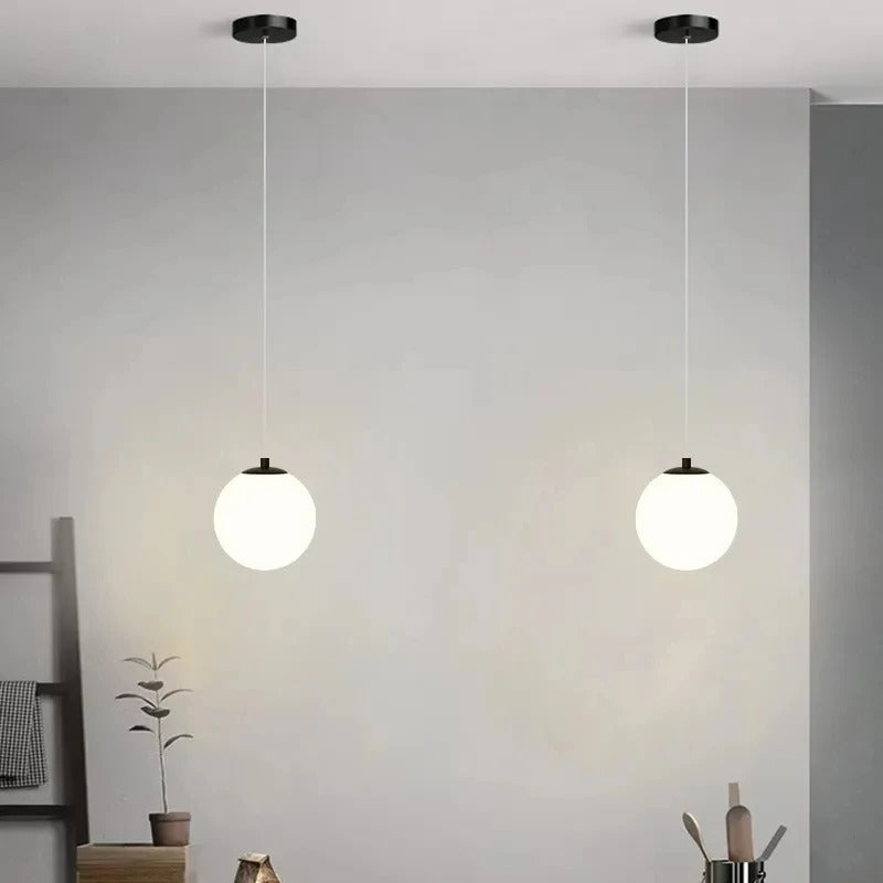 Modern Glass Drop Ceiling Fixture with Integrated LED Lighting for Dining Room & Bedroom | Thomler