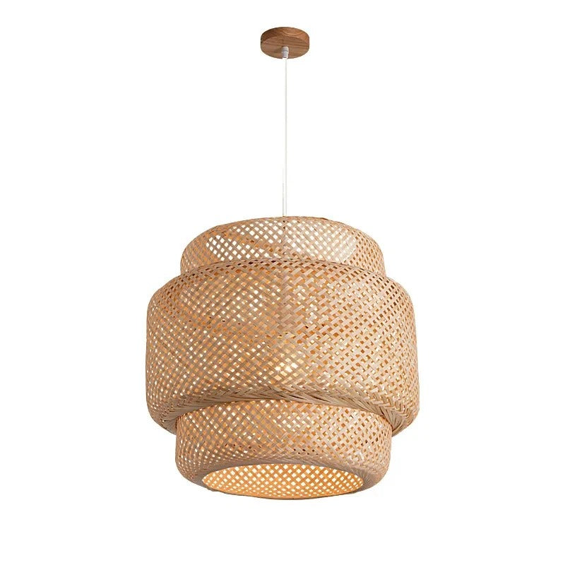 Handcrafted Bamboo Dome Hanging Fixture for Living Room & Bedroom – Ceiling Light with Organic Rattan Weave, E27 Base for 90-265V – 12 in | Thomler