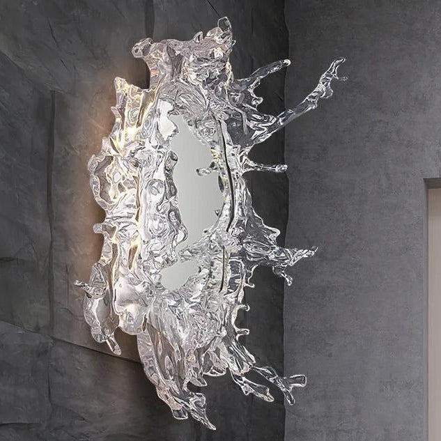 Textured Mirror Sconce with Ripple Glass & Integrated LED | Thomler