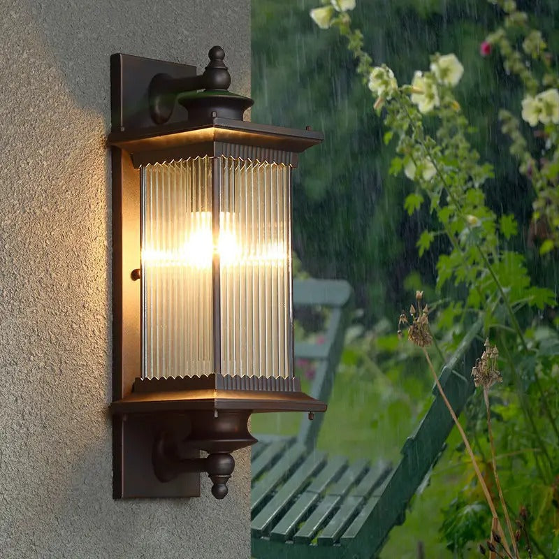 Outdoor Wall Lantern with Frosted Glass Shade – Weather-Resistant Metal Porch Light for Entryway & Patio | Thomler