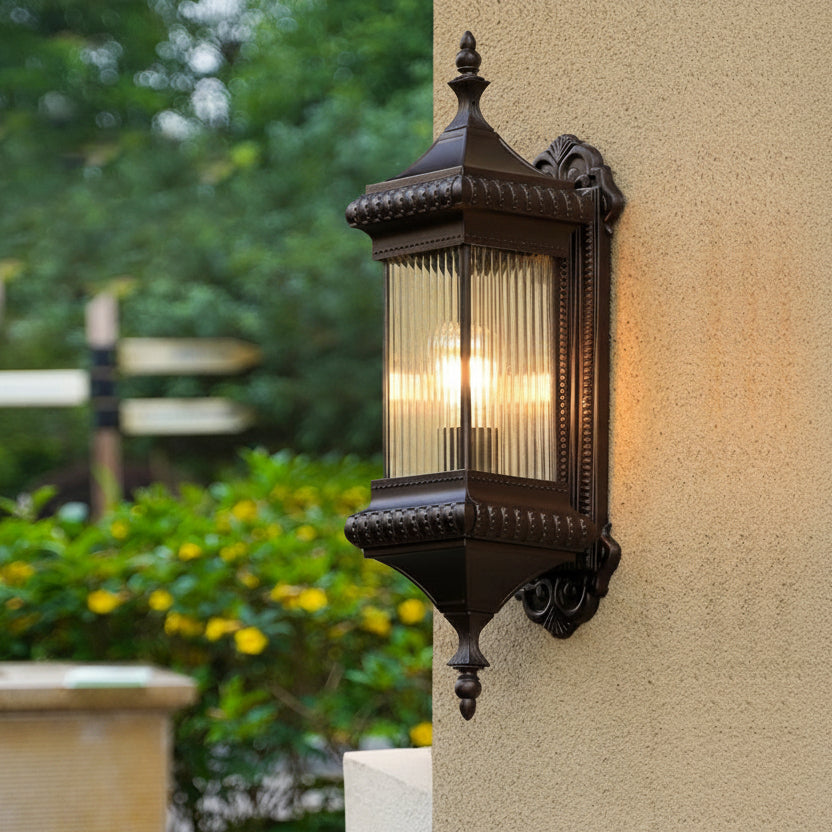 Ribbed Glass Outdoor Wall Sconce with LED – Architectural Fixture for Entryway, Patio & Garden Lighting | Thomler