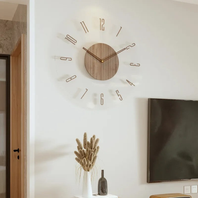 Natural Wood Analog Wall Clock – Whisper-Quiet Timepiece for Bedroom, Office & Home Decor – 12" or 14" Round Face | Thomler