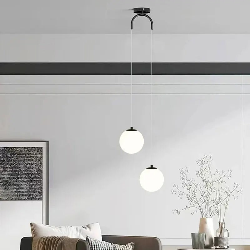 Modern Glass Drop Ceiling Fixture with Integrated LED Lighting for Dining Room & Bedroom | Thomler