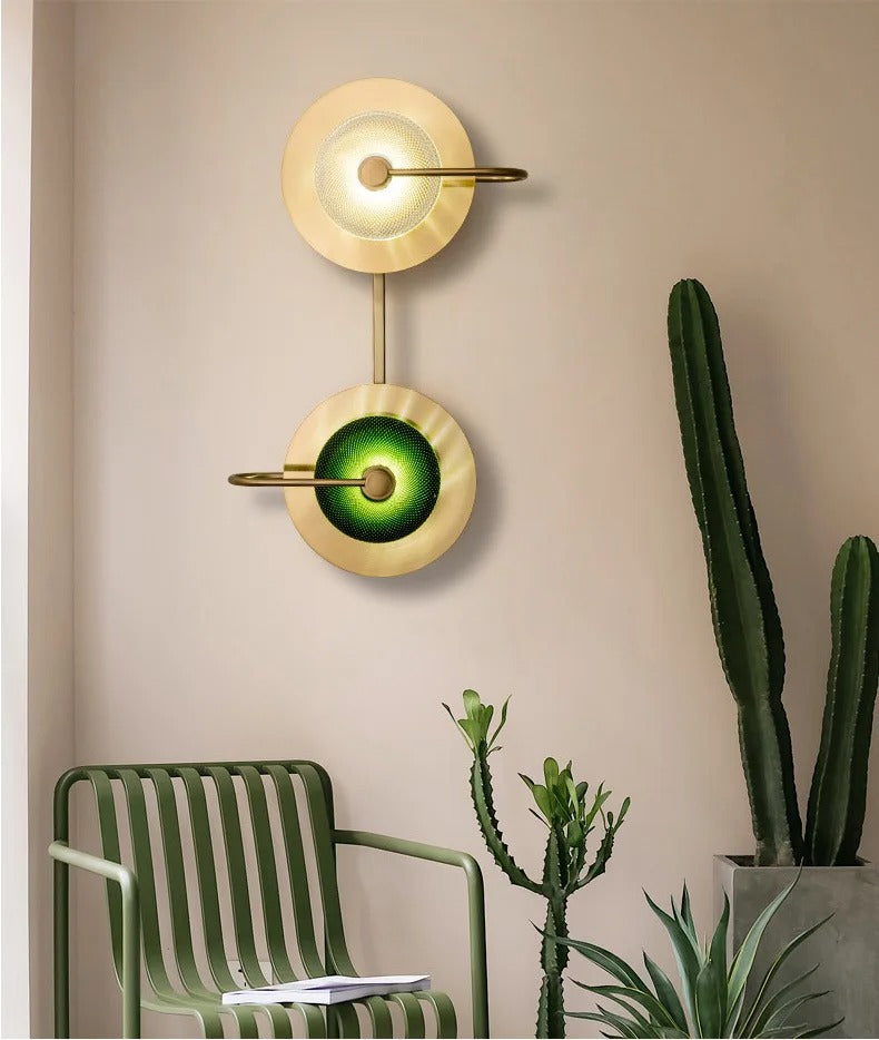 Wall Sconce Light Fixture Gold Finish E27 Socket Clear or Green Glass for Hallway Bedroom Living Room Modern Brass-Style Accent Lighting | Thomler