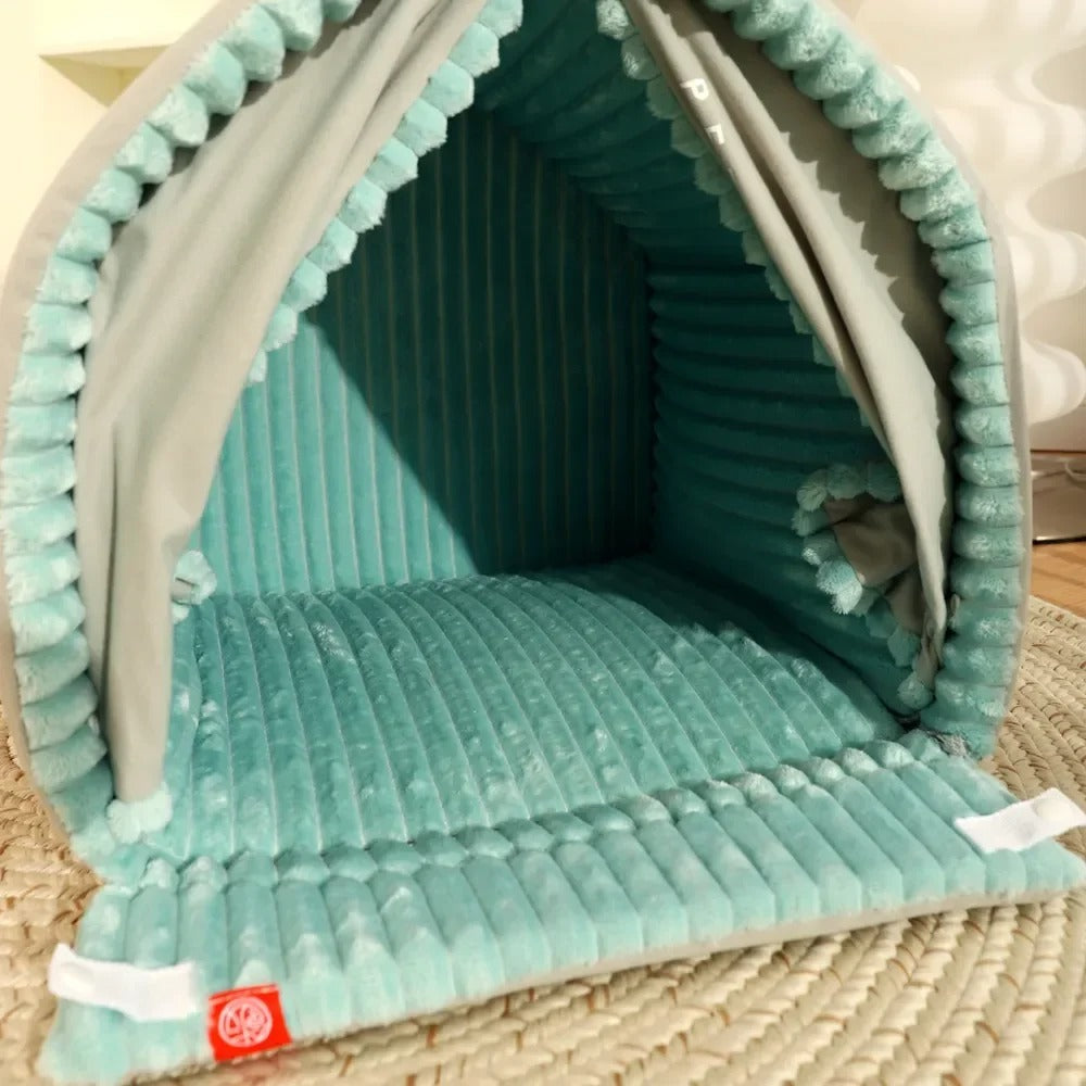 Canopy Den for Dogs & Cats with Privacy Drapes – Cozy, Foldable Pet Hideaway Tent | Thomler