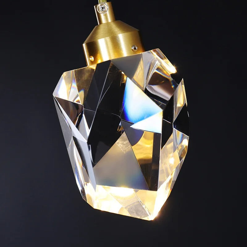 Geometric Crystal Hanging Fixture with Multi-Head Options for Dining Rooms & Entryways | Thomler