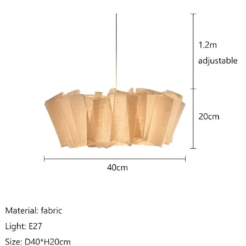 Pendant Light Fabric Pleated Shade 15.7 in Warm Cream Dining Room Kitchen Island Hanging Ceiling Lamp Scandinavian Japanese Style | Thomler