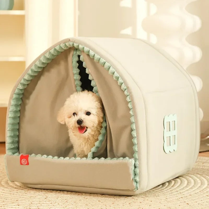 Canopy Den for Dogs & Cats with Privacy Drapes – Cozy, Foldable Pet Hideaway Tent | Thomler