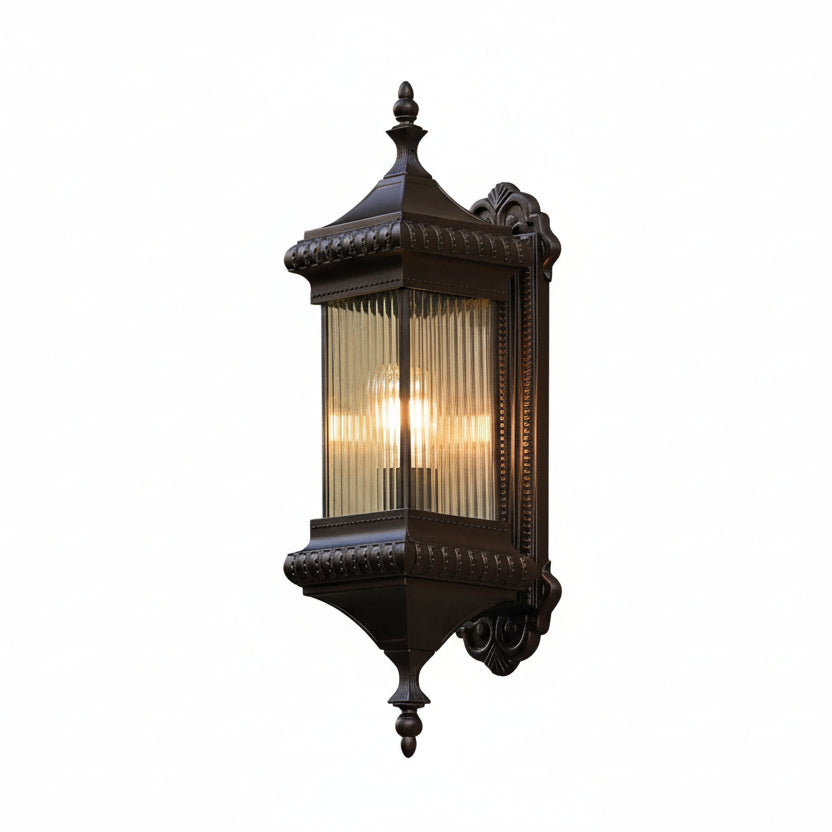 Ribbed Glass Outdoor Wall Sconce with LED – Architectural Fixture for Entryway, Patio & Garden Lighting | Thomler
